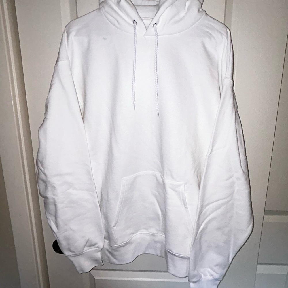Hanes Unisex Large Ultimate Cotton White Hoodie Sweatshirt Size M